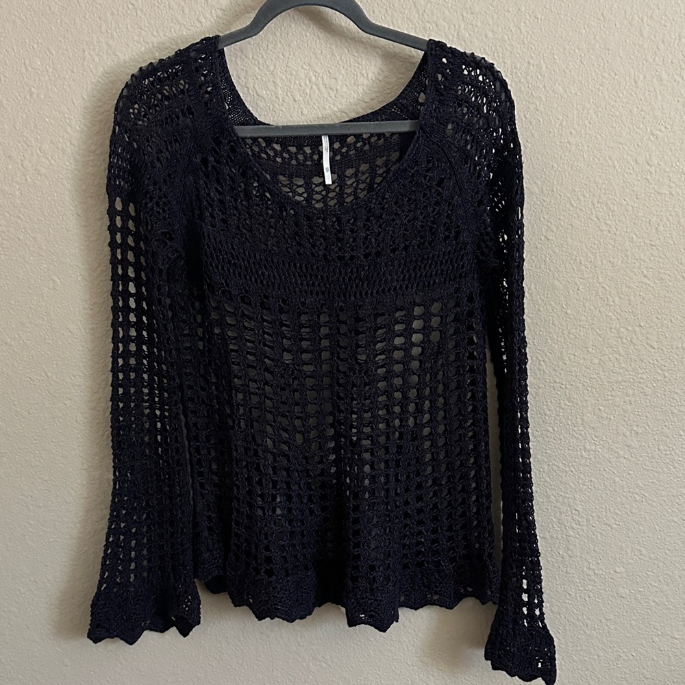 Dark Purple Crochet Knit Sweater